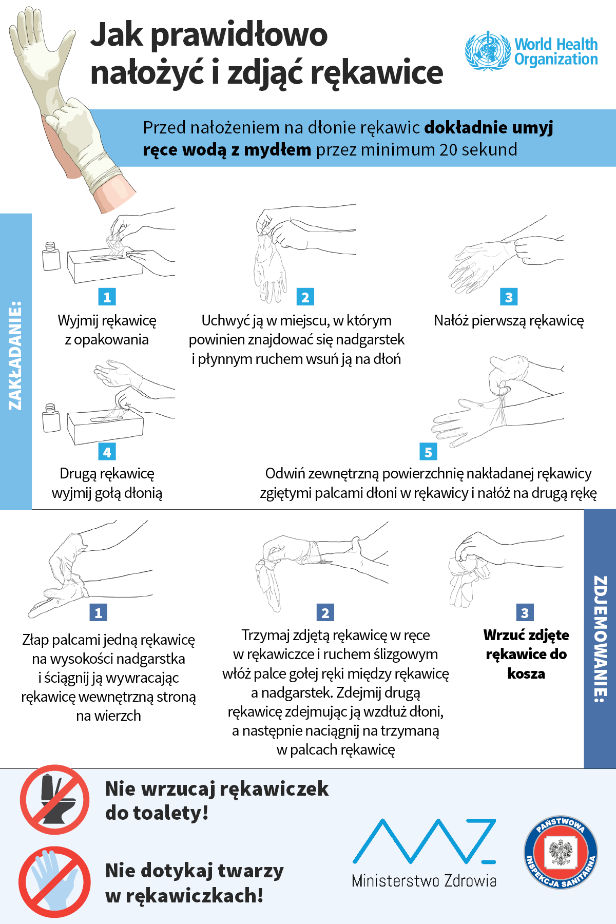 Jak prawidłowo nałożyć i zdjąć rękawice 1